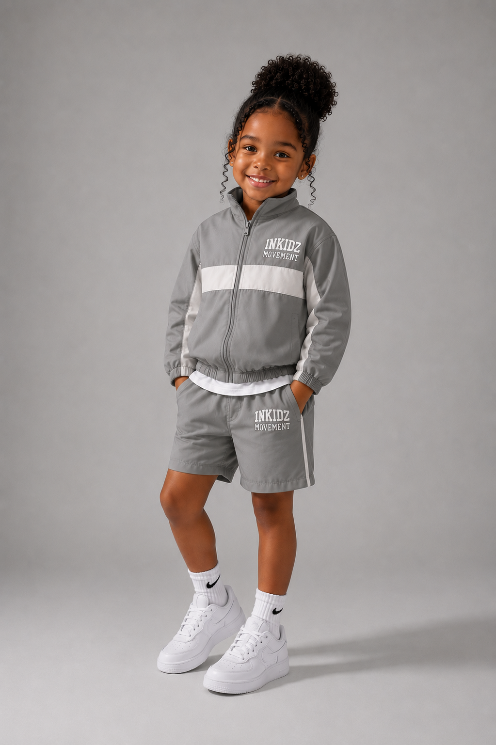 Inkidz Movement Nylon Short Set – Stone Grey