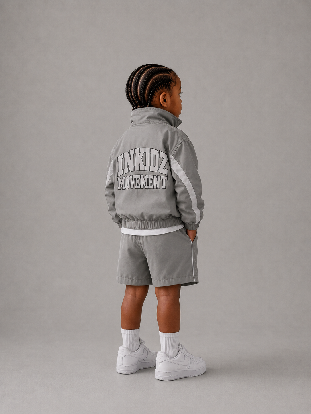 Inkidz Movement Nylon Short Set – Stone Grey