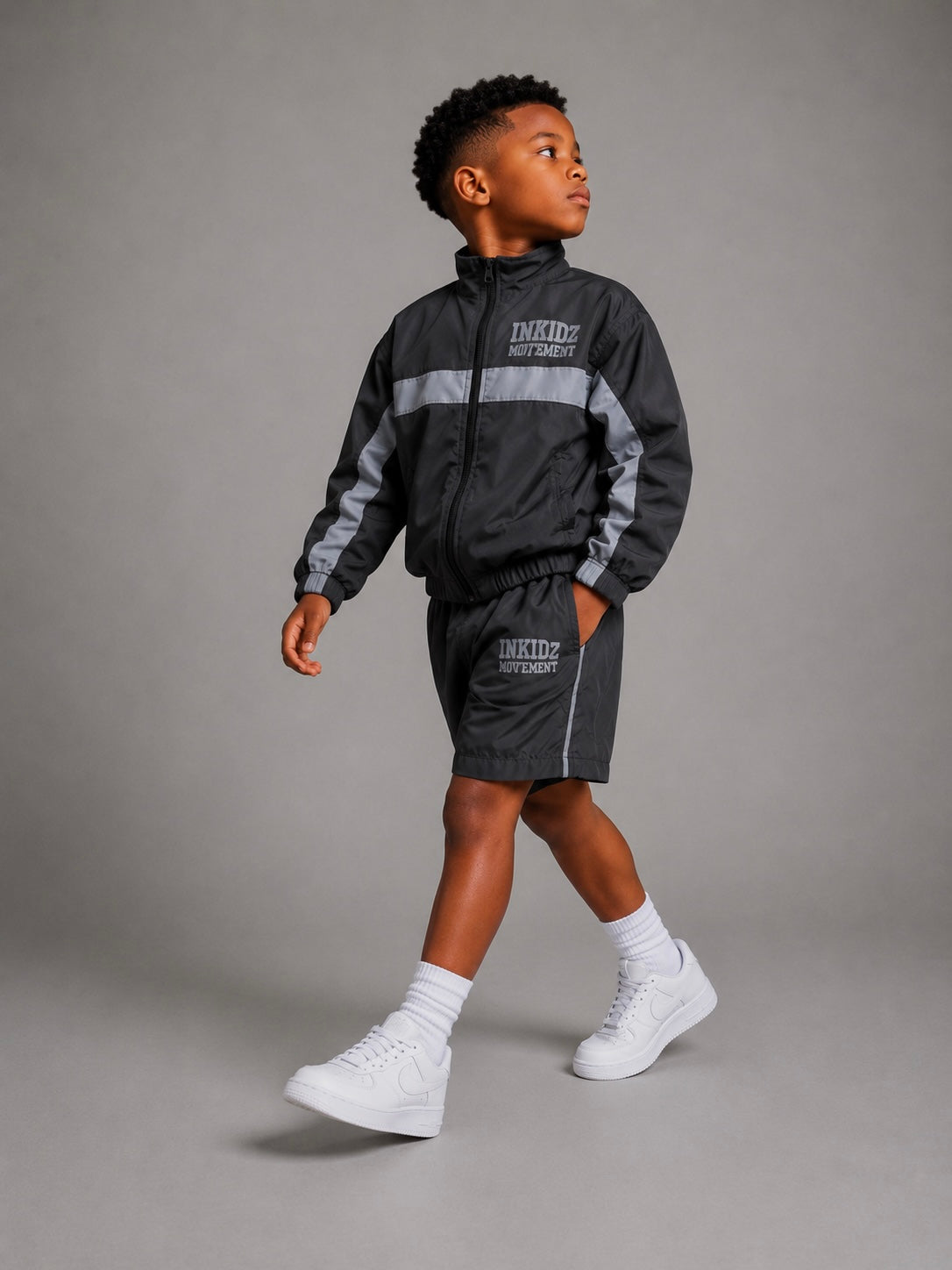 Inkidz Movement Nylon Short Set – Charcoal Grey