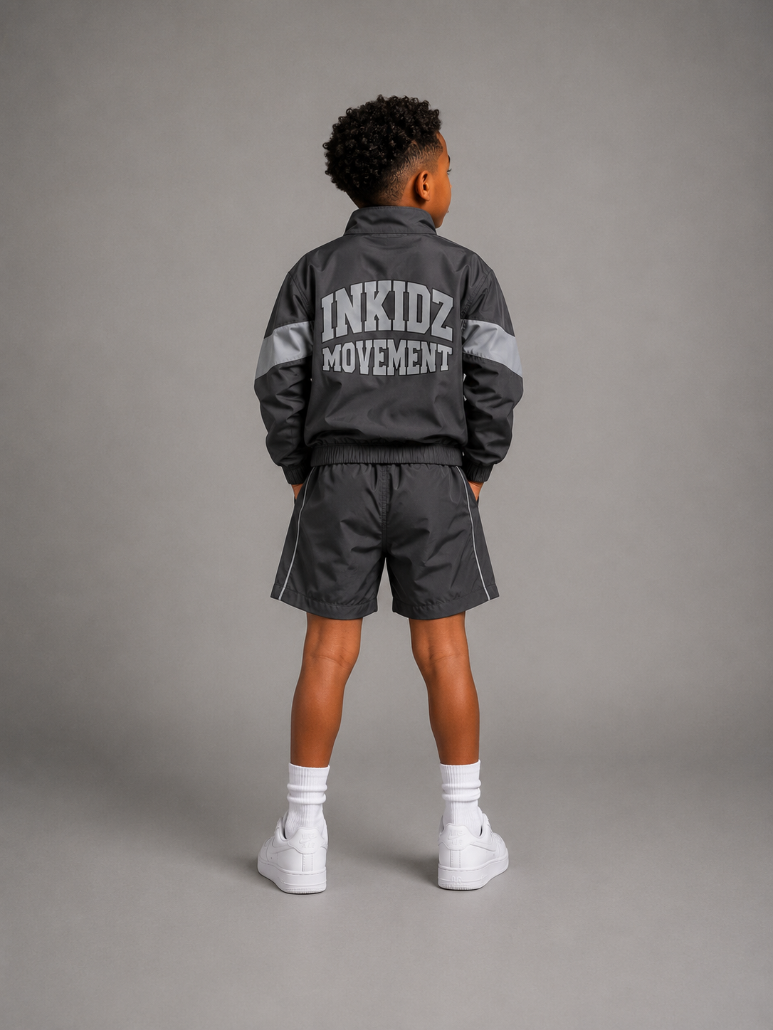 Inkidz Movement Nylon Short Set – Charcoal Grey