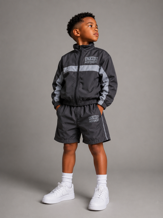 Inkidz Movement Nylon Short Set – Charcoal Grey