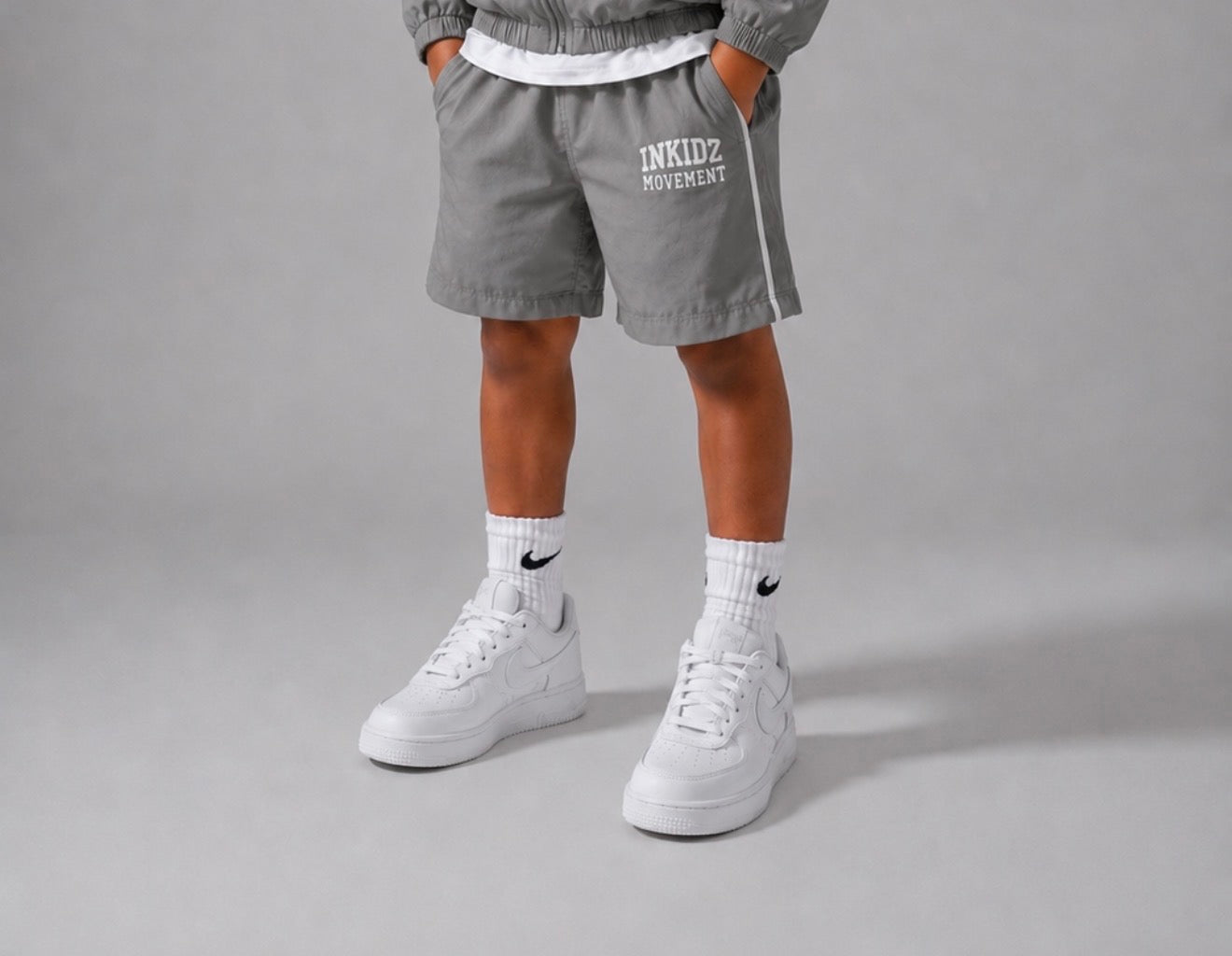 Inkidz Movement Nylon Short Set – Stone Grey